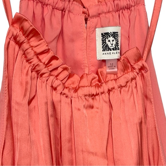 Anne Klein Pleated A-Line Halter Dress in Coral Size 12 - Picture 7 of 8
